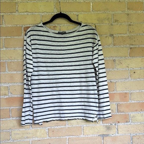 Michael Stars Linen Striped Long Sleeve Top - Picture 1 of 4